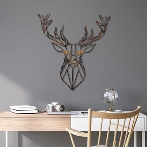 Decoratiune de perete, Deer, Metal, Latime: 60 cm / Inaltime: 65 cm, Multicolor imagine