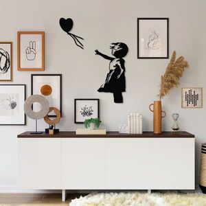 Decoratiune de perete, Banksy, Metal, Dimensiune: 105 x 85 cm, Negru imagine