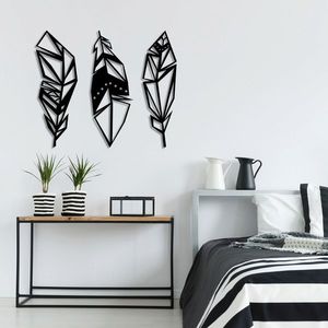 Decoratiune de perete, Feather, Metal, Dimensiune: 78 x 65 cm, Negru imagine