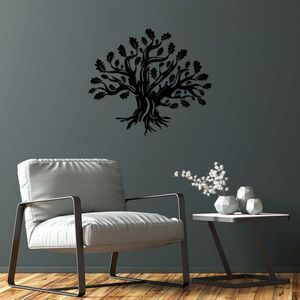 Decoratiune de perete, Monumental Tree 8, Metal, Dimensiune: 70 x 61 cm, Negru imagine