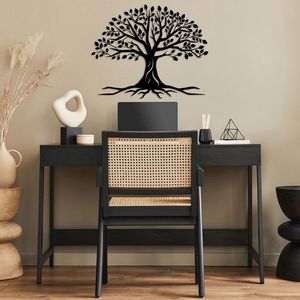 Decoratiune de perete, Monumental Tree 12, Metal, Dimensiune: 70 x 44 cm, Negru imagine