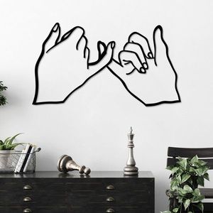 Decoratiune de perete, Pinky Promise, Metal, 100 x 57 cm, Negru imagine