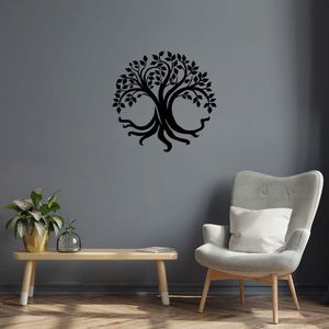 Decoratiune de perete, Tree Of Life, Metal, Dimensiune: 71 x 69 cm, Negru imagine