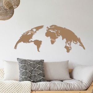 Decoratiune de perete, World Map Large, Metal, Dimensiune: 150 x 59 cm, Cupru imagine