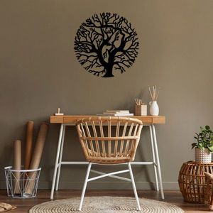 Decoratiune de perete, Monument Tree, Metal, Dimensiune: 72 x 72 cm, Negru imagine