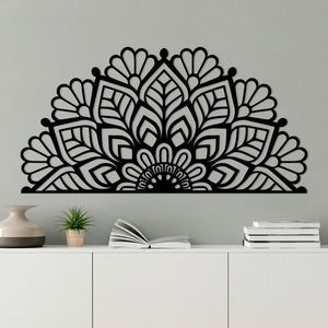 Decoratiune de perete, Mandala-S-2, Metal, Dimensiune: 117 x 1, 5 x 59 cm, Negru imagine