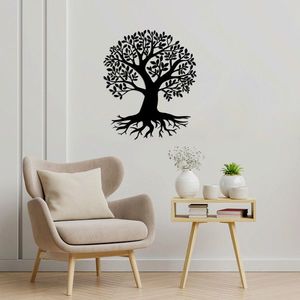 Decoratiune de perete, Monumental Tree 2, Metal, Dimensiune: 70 x 83 cm, Negru imagine