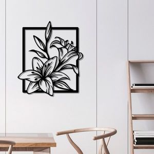 Decoratiune de perete, Lily, Metal, Dimensiune: 74 x 85 cm, Negru imagine