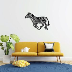 Decoratiune de perete, Zebras, Metal, 95 x 77 cm, Negru imagine