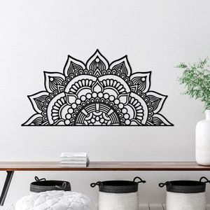 Decoratiune de perete, Mandala-S-3, Metal, Dimensiune: 118 x 1, 5 x 59 cm, Negru imagine