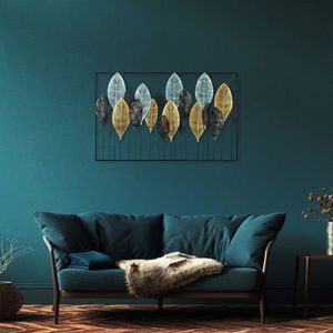 Decoratiune de perete, Sinuate, Metal, Dimensiune: 122 x 76 cm, Multicolor imagine