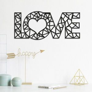 Decoratiune de perete, Love, Metal, Dimensiune: 50 x 20 cm, Negru imagine