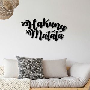 Decoratiune de perete, Hakuna Matata, Metal, 70 x 35 cm, Negru imagine