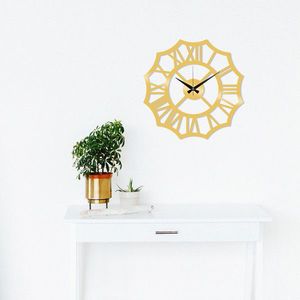 Ceas de perete, Metal Wall Clock 23, Metal, Dimensiune: 48 x 48 cm, Auriu imagine