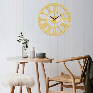 Ceas de perete, Metal Wall Clock 10, Metal, Dimensiune: 48 x 48 cm, Auriu imagine