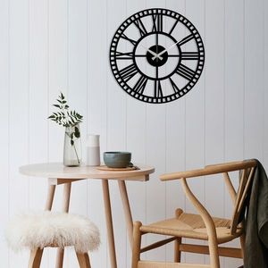 Ceas de perete, Metal Wall Clock 10, Metal, Dimensiune: 48 x 48 cm, Negru imagine