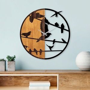 Ceas de perete, Wooden Clock, Lemn/metal, ø56 cm, Nuc / Negru imagine