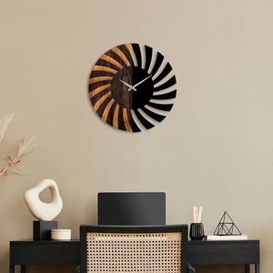 Ceas de perete, Spiral, Lemn/metal, Dimensiune: 56 x 3 x 56 cm, Nuc / Negru imagine