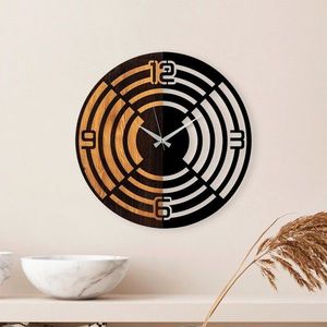 Ceas de perete, Wooden Clock, Lemn/metal, ø56 cm, Nuc / Negru imagine