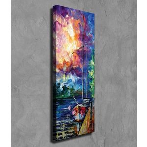 Tablou decorativ, PC194, Canvas, Lemn, Multicolor imagine