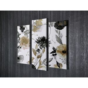 Set 3 tablouri decorative, UC107, Canvas, Lemn, Multicolor imagine