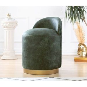 Taburet, Fluffe, 209FLF1102, Piele nubuck, Verde imagine