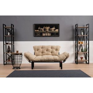 Canapea extensibilă cu 2 locuri, Futon, 859FTN1216, Metal, Crem imagine