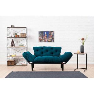 Canapea extensibilă cu 2 locuri, Futon, 859FTN1214, Metal, Albastru petrol imagine