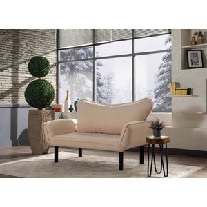 Canapea extensibilă cu 2 locuri, Futon, 859FTN1228, Metal, Crem imagine