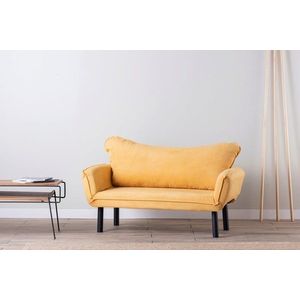 Canapea extensibilă cu 2 locuri, Futon, 859FTN1241, Metal, Galben mustar imagine