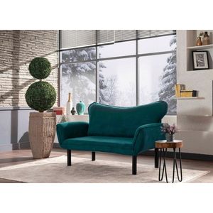 Canapea extensibilă cu 2 locuri, Futon, 859FTN1230, Metal, Albastru petrol imagine