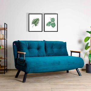 Canapea extensibilă cu 2 locuri, Futon, 859FTN1276, Metal , Verde petrol imagine