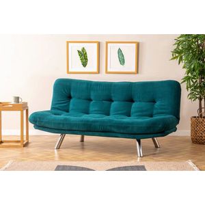 Canapea extensibila cu 3 locuri, Futon, 859FTN2803, Metal, Verde petrol imagine