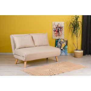 Canapea extensibilă cu 2 locuri, Futon, 859FTN2717, Metal , Crem imagine