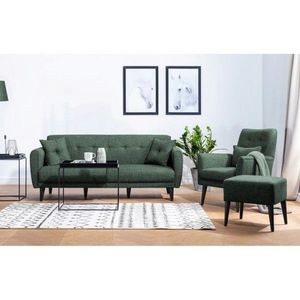 Set canapea extensibilă, Unique Design, 867UNQ1689, Lemn de carpen, Verde imagine