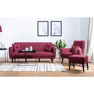 Set canapea extensibilă, Unique Design, 867UNQ1684, Lemn de carpen, Rosu claret imagine