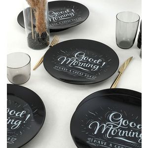 Set platouri pentru servire, Keramika, 275KRM1357, Ceramica, Negru imagine