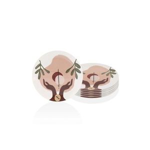 Set platouri servire desert, Mia, 280TMA1646, 6 piese, Alb / Verde / Crem imagine