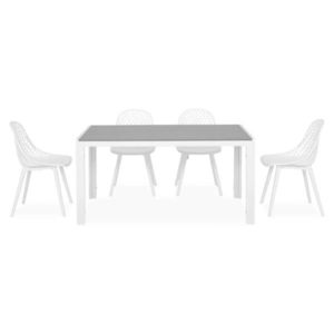 Set mobilier gradina/terasa Encore/Cosmos, 5 piese, 150x90x74 cm/46.5x54x84 cm, aluminiu/polipropilena, alb/gri imagine