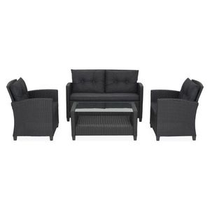 Set mobilier pentru gradina, Touloh, 4 piese, negru imagine