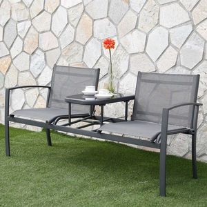 Set mobilier pentru gradina/terasa, Argos, canapea + masuta, L.145.5 l.61.5 H.74.5 cm, otel, gri imagine