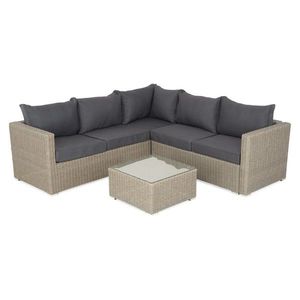 Set mobilier pentru gradina/terasa, Casaboa, coltar + masa, aluminiu/fibre sintetice, natur/gri imagine