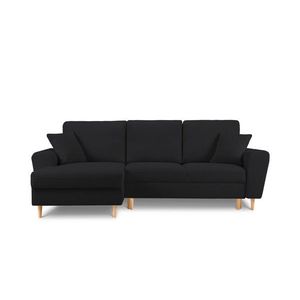 Coltar extensibil stanga 4 locuri, Moghan, Micadoni Home, NL, 241x145x88 cm, poliester Boucle, negru imagine