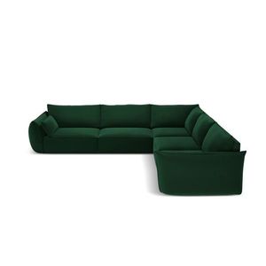 Coltar simetric 7 locuri, Kaelle, Micadoni Home, BL, 286x286x85 cm, catifea, verde bottle imagine