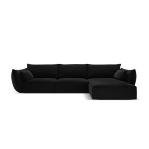 Coltar dreapta 4 locuri, Kaelle, Micadoni Home, BL, 308x171x85 cm, catifea, negru imagine