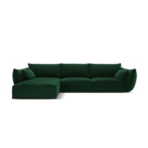 Coltar stanga 4 locuri, Kaelle, Micadoni Home, BL, 308x171x85 cm, catifea, verde bottle imagine