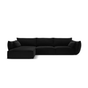 Coltar stanga 4 locuri, Kaelle, Micadoni Home, BL, 308x171x85 cm, catifea, negru imagine