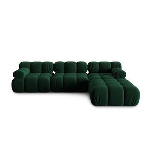 Canapea modulara 4 locuri, Bellis, Micadoni Home, BL, 282x188x63 cm, catifea, verde bottle imagine