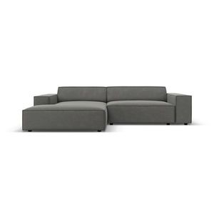 Coltar modular stanga 3 locuri, Jodie, Micadoni Home, BL, 224x166x70 cm, catifea, gri deschis imagine