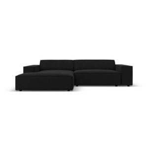 Coltar modular stanga 3 locuri, Jodie, Micadoni Home, BL, 224x166x70 cm, catifea, negru imagine